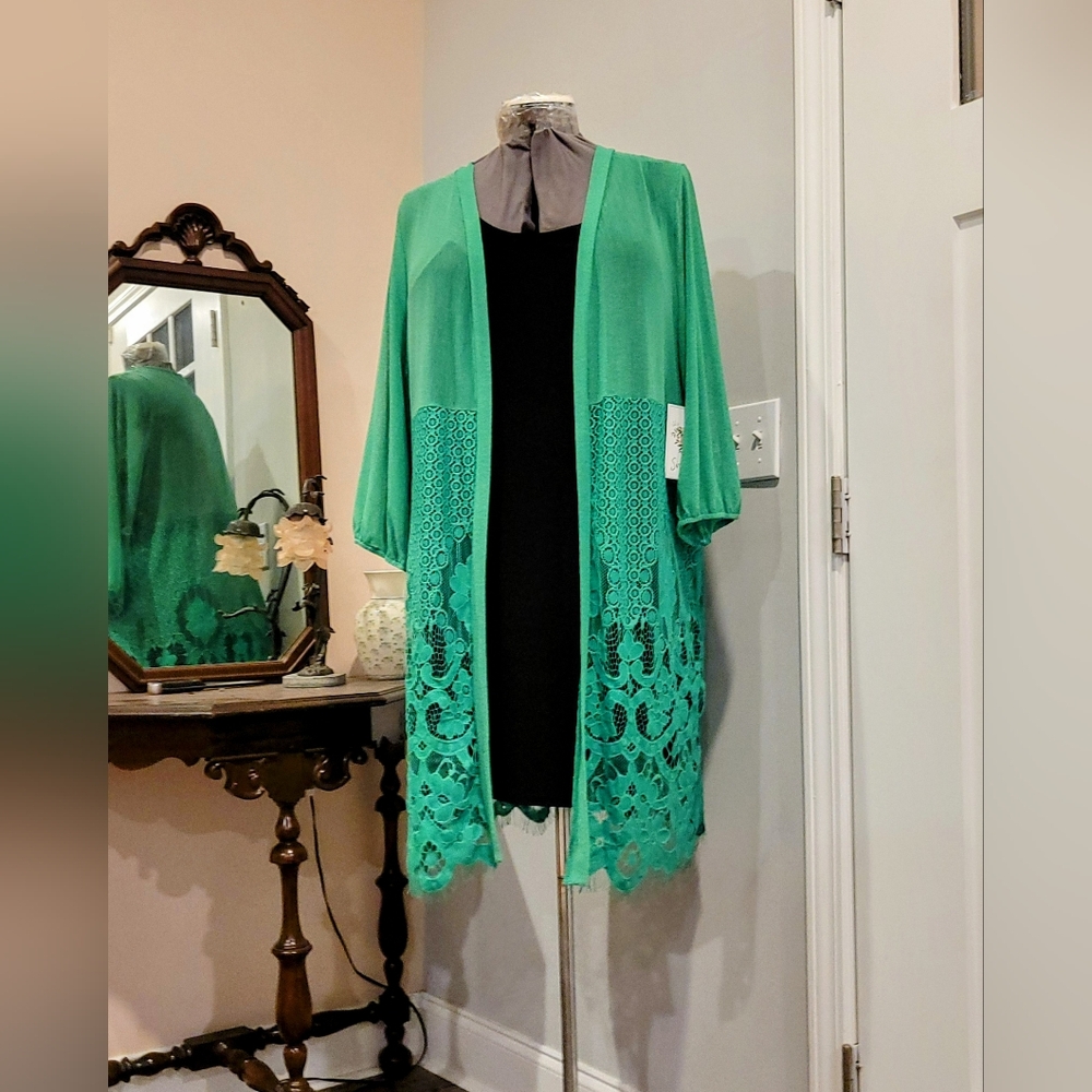 NWT 3X Grn/Blk Knee-Length Dress